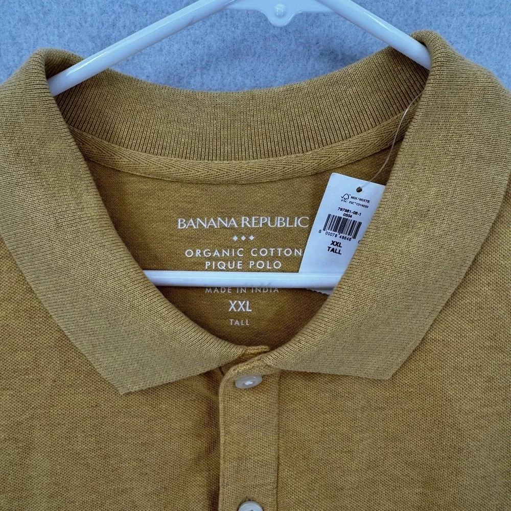 Banana Republic Polo Shirt Mens 2XL‎ Tall Brown Organic Cotton Pique Casual NWT